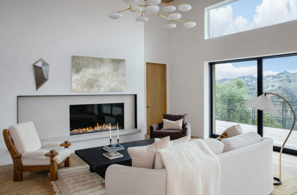 The living room at the newly built home of Steve Lacy and Debbie Thomas in Alexander Valley. (Eileen Roche/Sonoma Magazine)