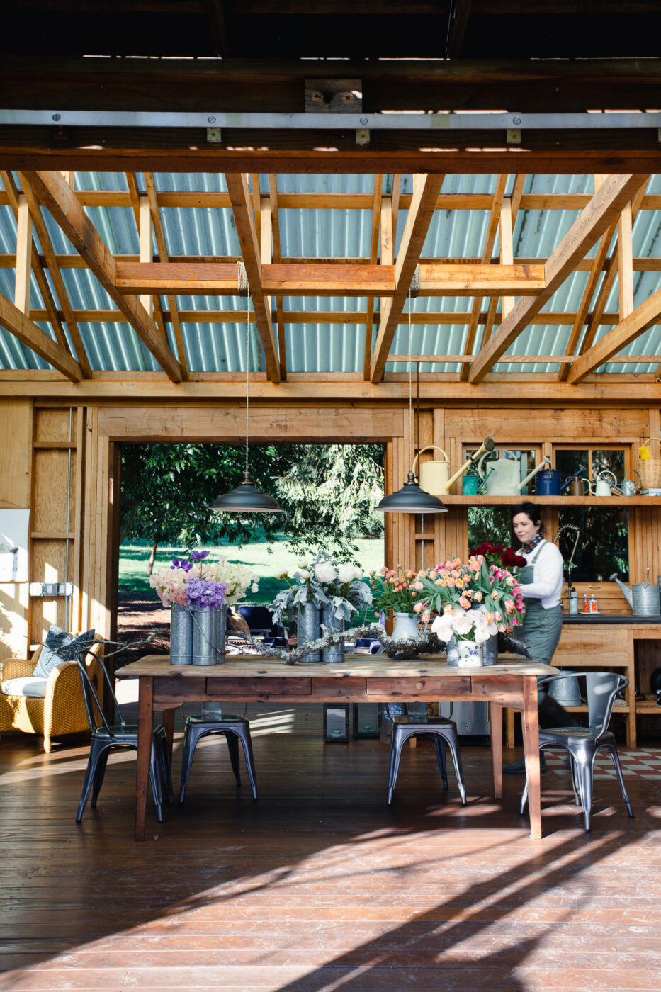 Sebastopol flower farmer Nicole Buttitta arranging floral bouquets