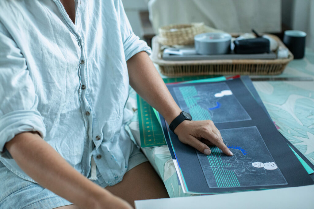 Artist and winemaker Alice Sutro in her Sonoma studio