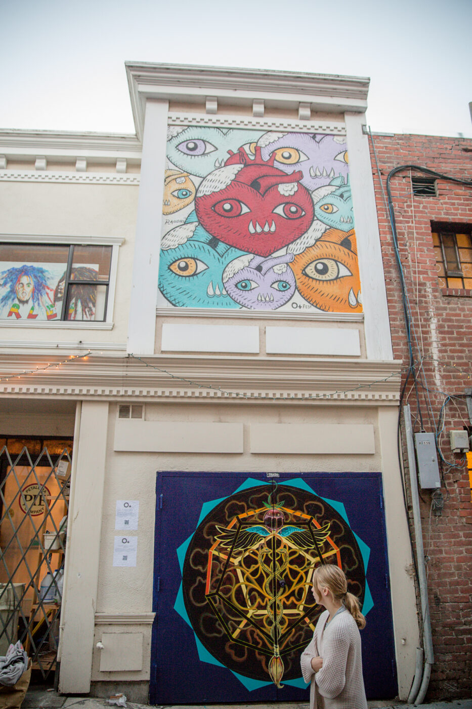 Murals and other forms of art are seen all along American Alley for the O+ Festival in Petaluma on Sunday, November 8, 2015. (Rachel Simpson / for the Petaluma Argus-Courier)