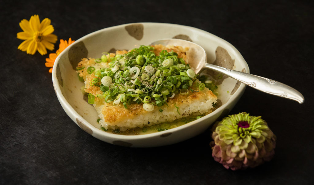 Crispy rice with scallion-ginger from Valley Bar + Bottle on the Sonoma square. (John Burgess/The Press Democrat)