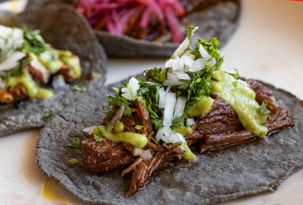 Short Rib Barbacoa Tacos from Quiote in downtown Petaluma, Friday, Sept. 8, 2023. (John Burgess / The Press Democrat)