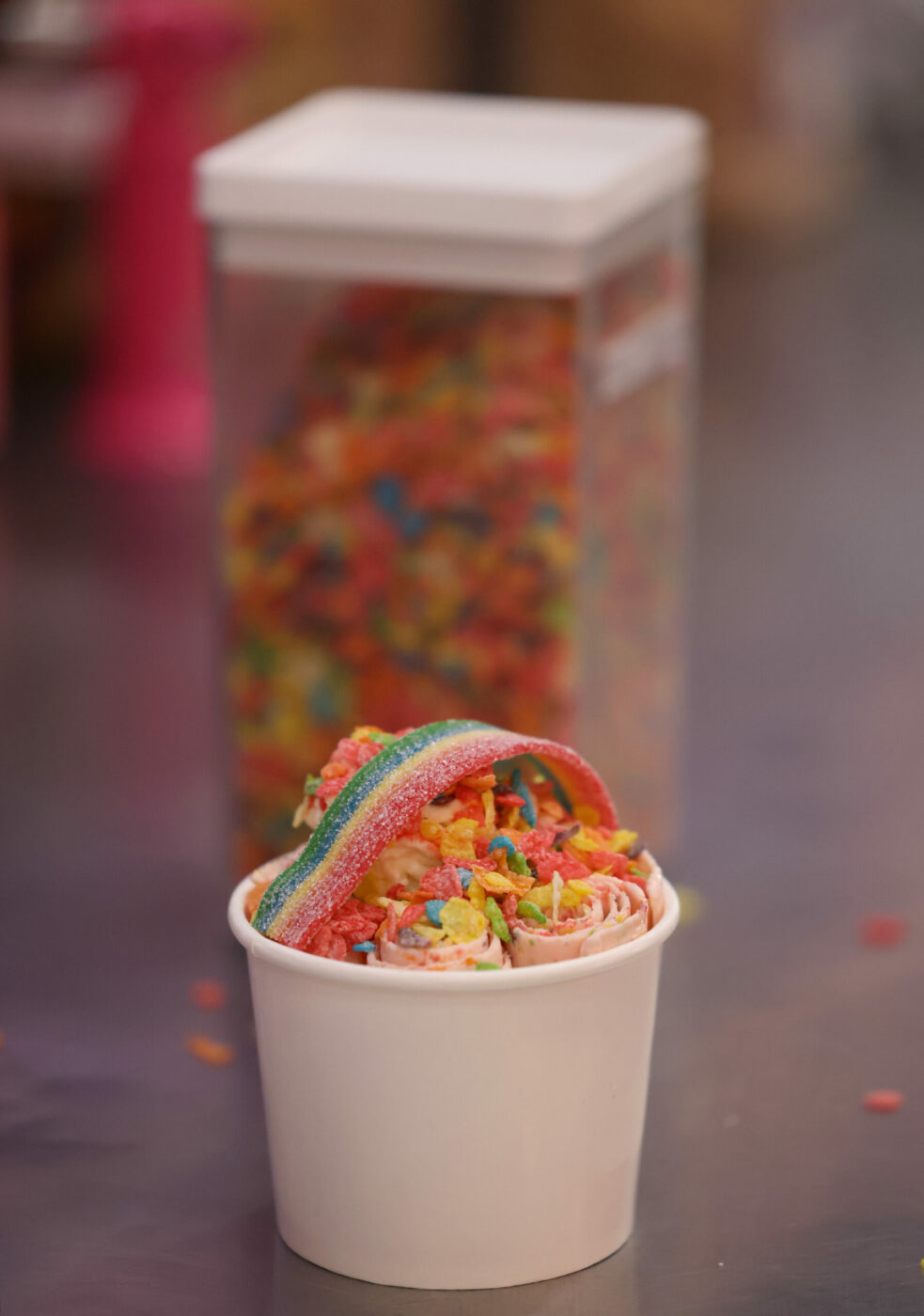 Pink Sugar rolled ice cream