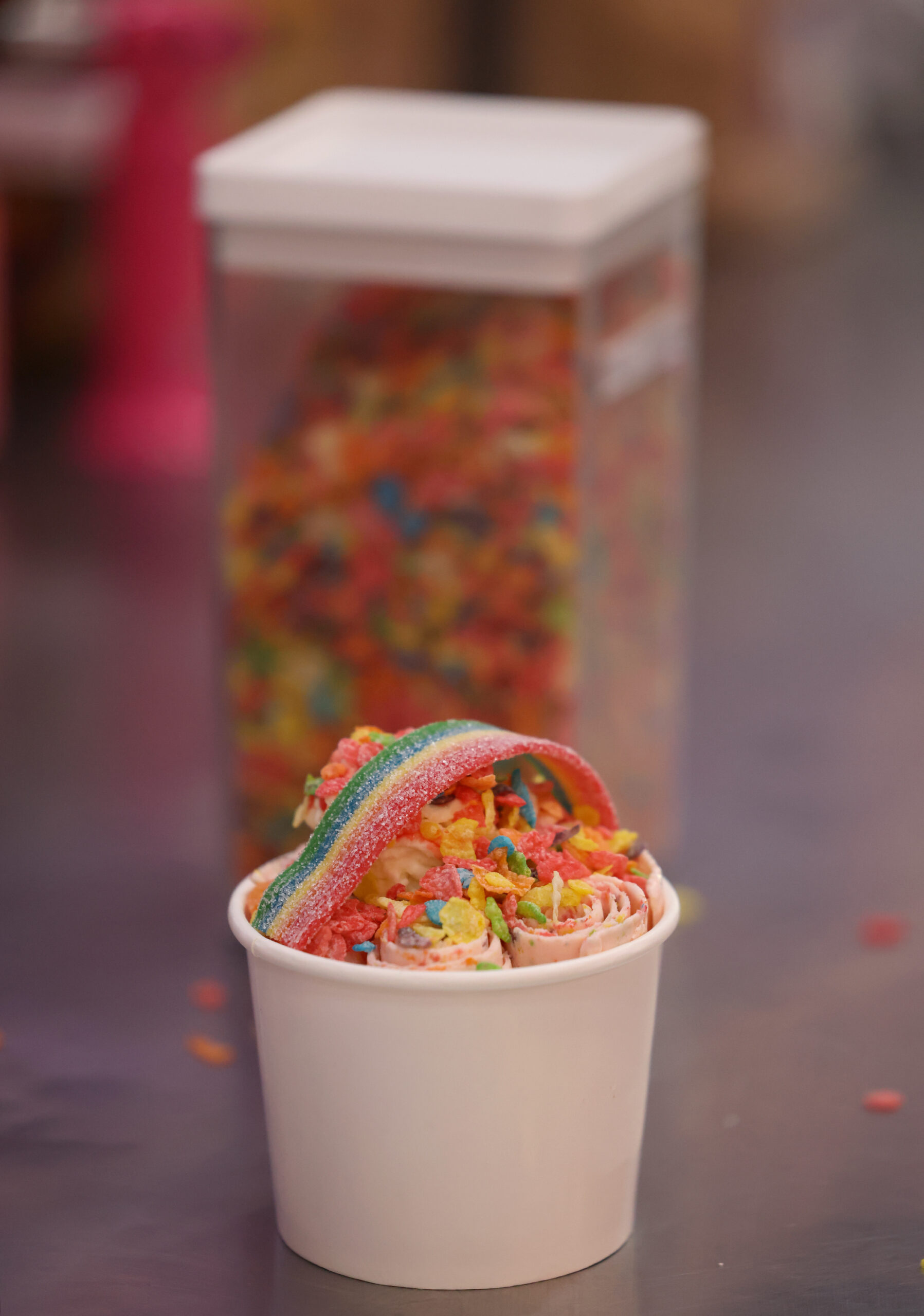 Pink Sugar rolled ice cream