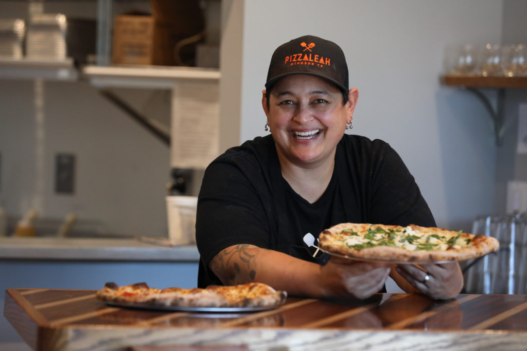 Leah Scurto, co-owner and executive pizza maker, at PizzaLeah in Windsor, on Wednesday, May 27, 2020. (Beth Schlanker)
