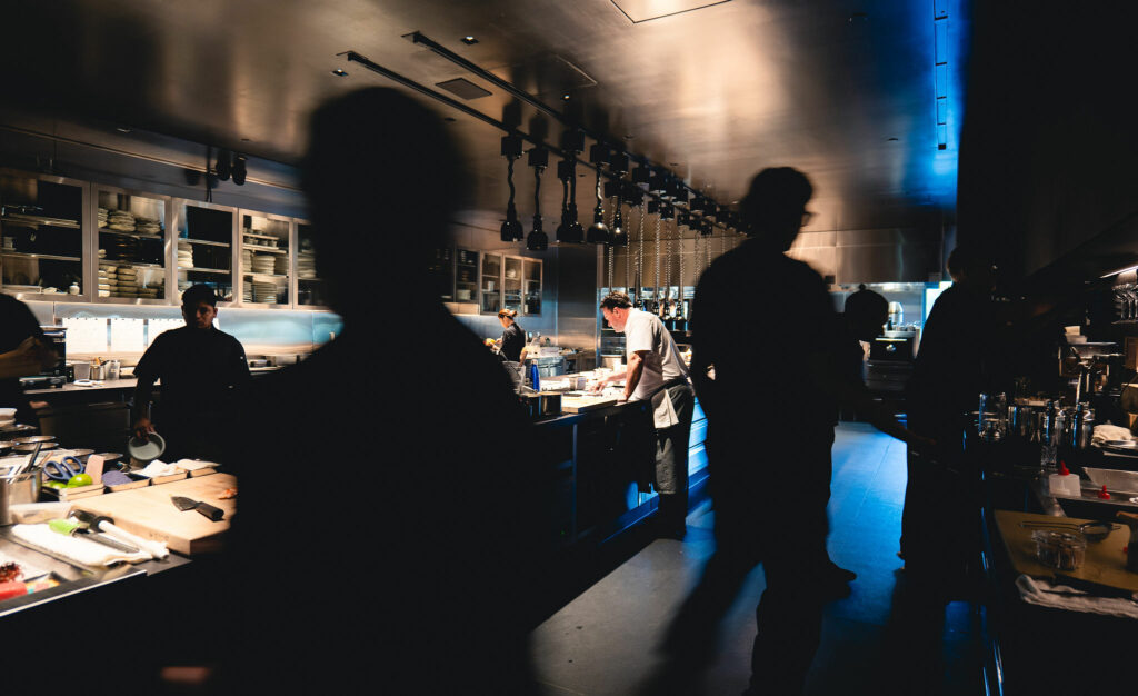 The bustling kitchen at Cyrus restaurant in Geyserville. (J Evan)