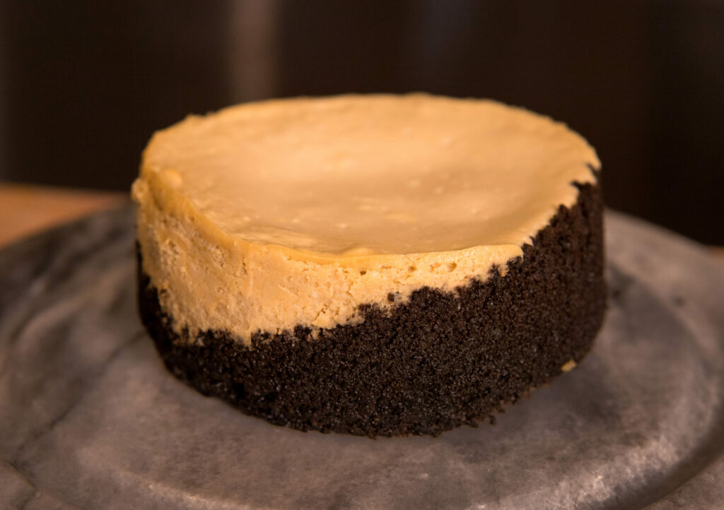 Cappuccino chocolate chip cheesecake made by Steve Hartz at Nightingale Breads, Sunday, October 9, 2022, in Forestville. (Darryl Bush / For The Press Democrat)