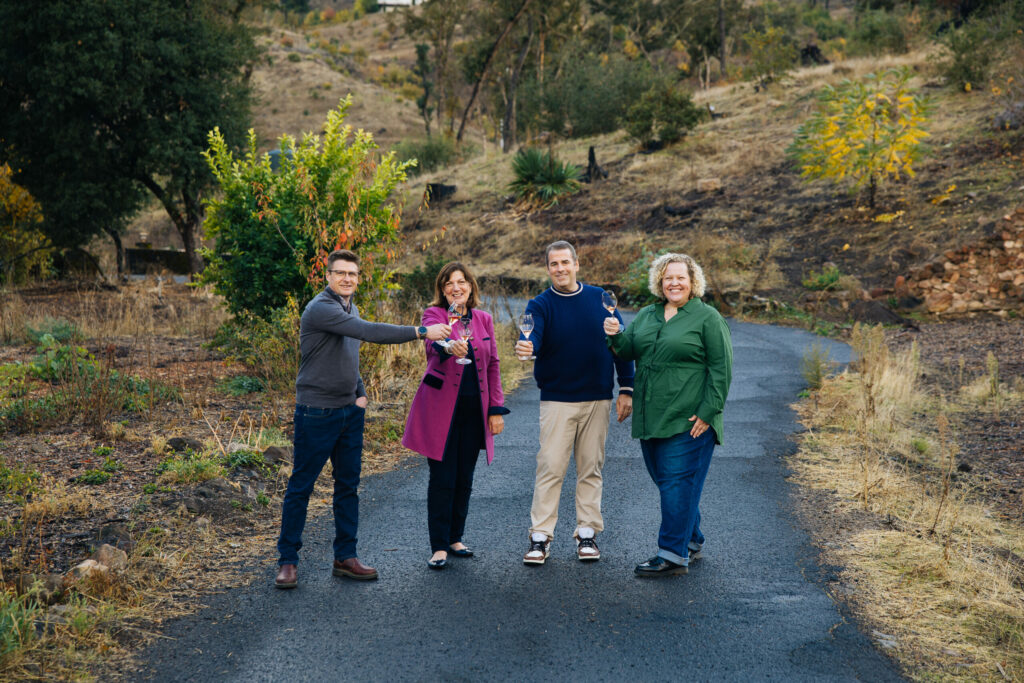From left, winemaker Robin Akhurst, Paula Kornell, Mike Farmer and Jenny Farmer. (Alexander Rubin Photography)