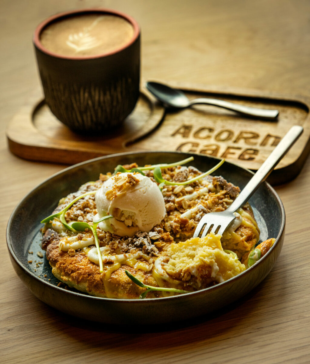 Acorn Cafe fattest pancakes in Sonoma County