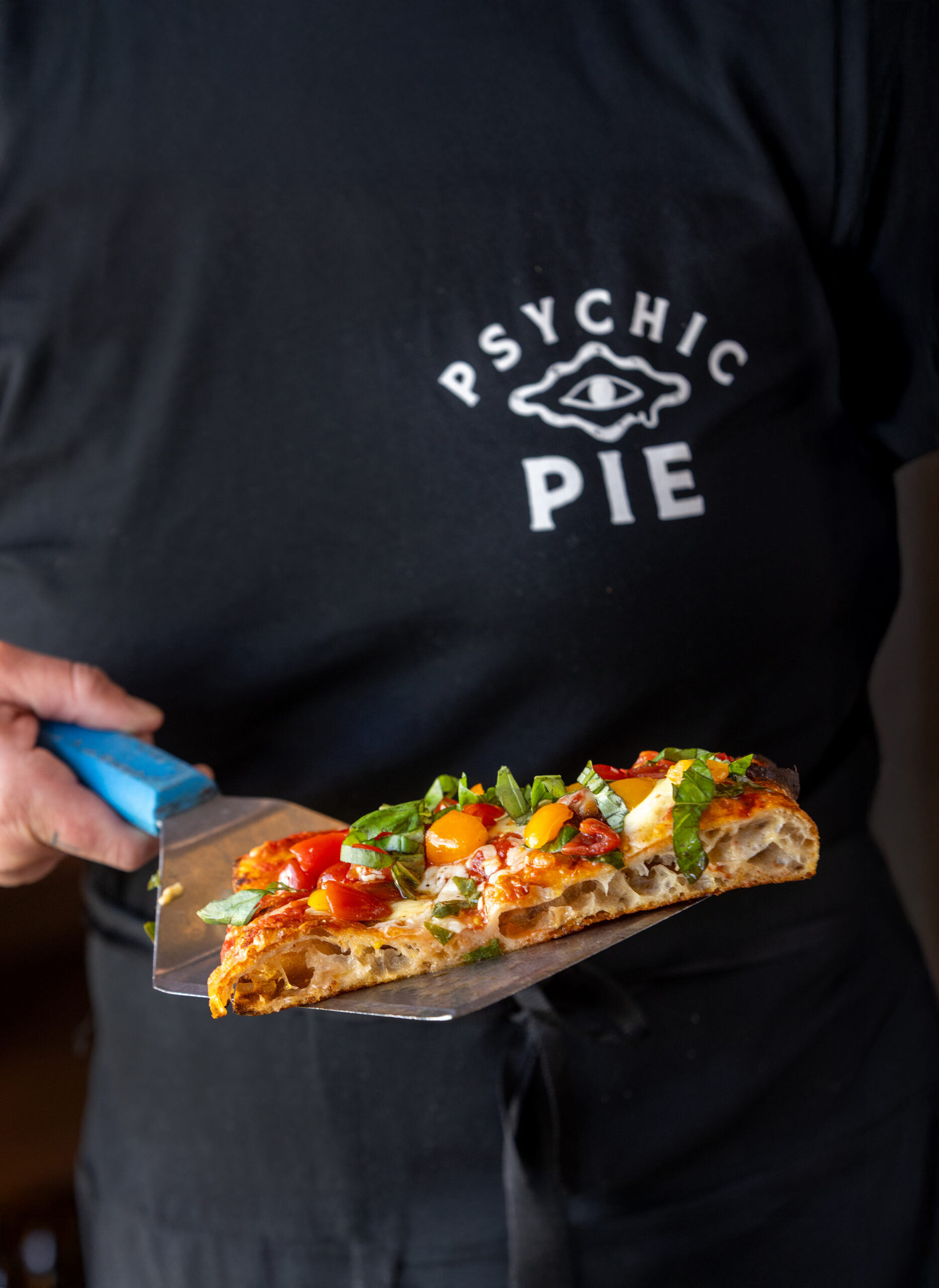 Tomato Bruschetta Pizza, with seasonal tomatoes, from Psychic Pie