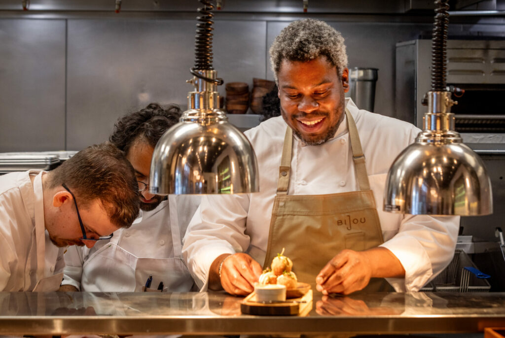 Chef Stéphane Saint Louis’ dream of a French-inspired menu and cocktail program comes to fruition at Bijou Monday, July 1, 2025, in Petaluma. (John Burgess / The Press Democrat)