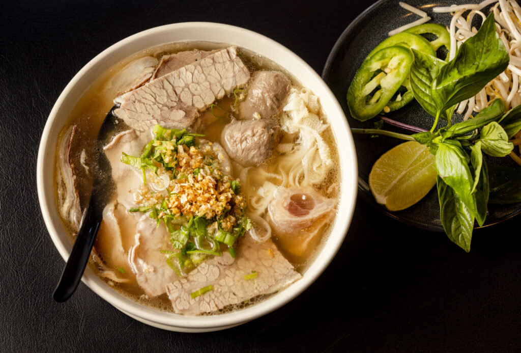 Beef Combination Pho Soup with steak, flank, brisket trip & meatball from VN Flavor restaurant Wednesday, August 3, 2025 in Rohnert Park. (John Burgess / The Press Democrat)