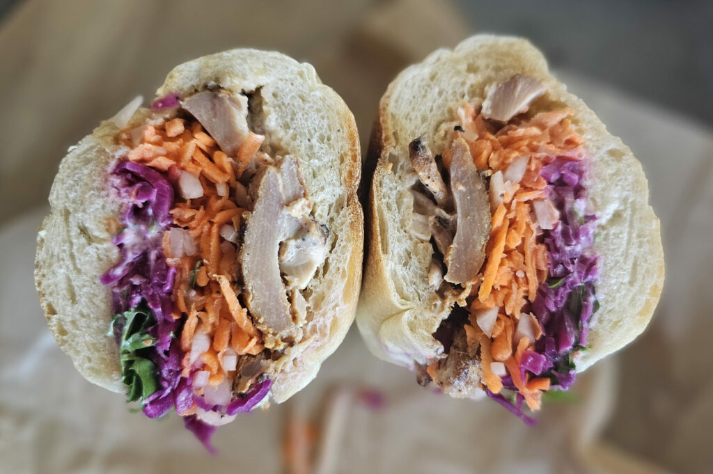 The colorful banh mi sandwich at the new Jimtown & Then Sum in Healdsburg's Alexander Valley. (Heather Irwin / The Press Democrat)