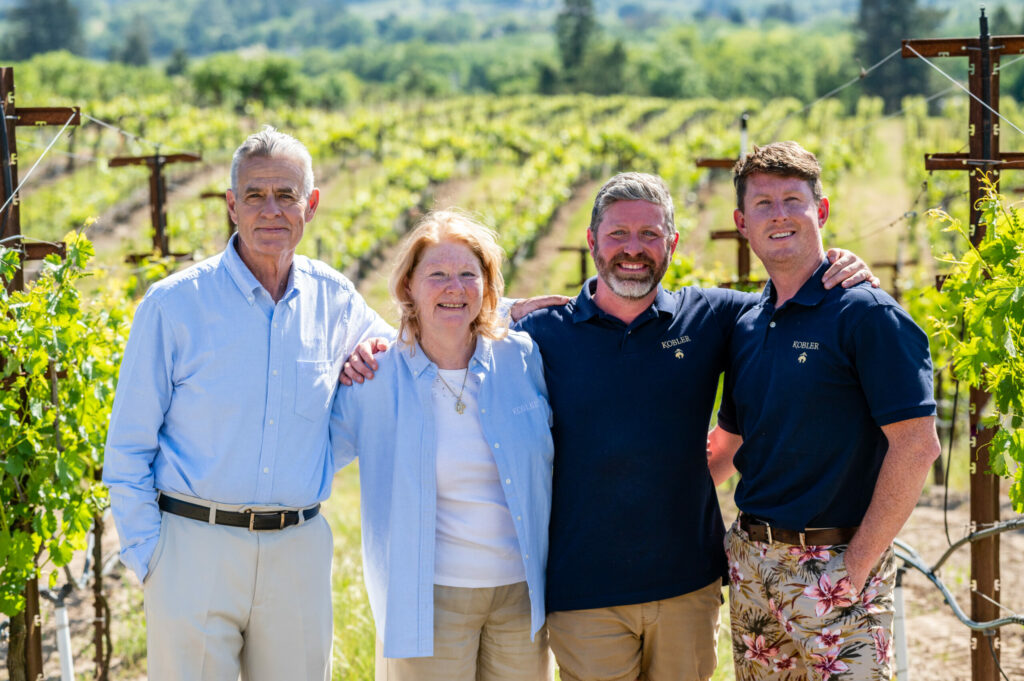 From left, Mike Sr. Kobler, Debbie Kobler. Mike Kobler, and Tim Seavy of Kobler Estate Winery. (Michelle Pattee)