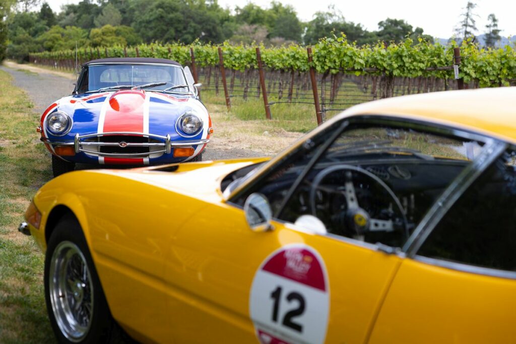 cars in the vineyard at the Napa Valley 750 in St. Helena