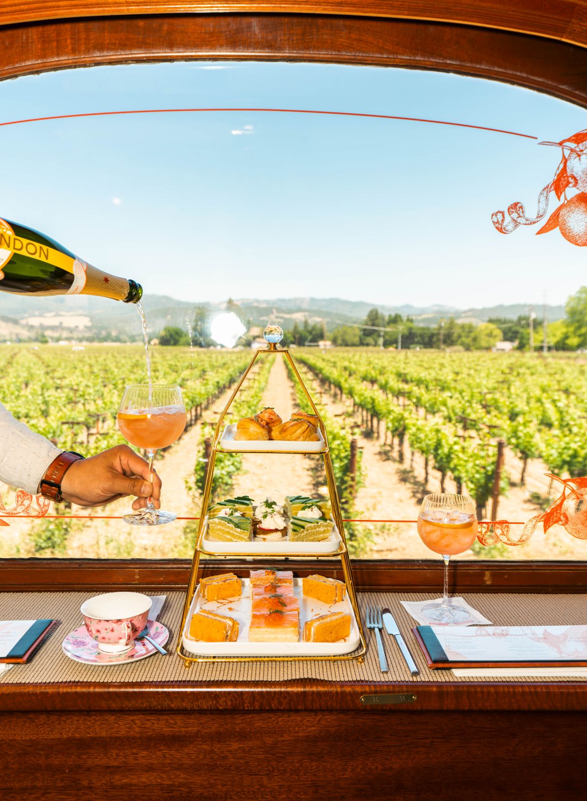Afternoon tea on the Napa Valley Wine Train. (Napa Valley Wine Train)