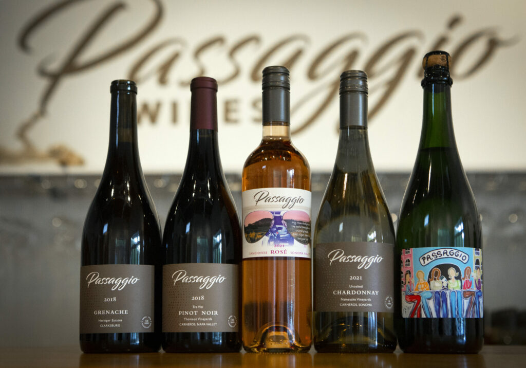 A small selection of Passaggio Wines, in the tasting room at Jack London Village in Glen Ellen on Arnold Drive on Friday, Jan. 20, 2023. (Robbi Pengelly/Index-Tribune)