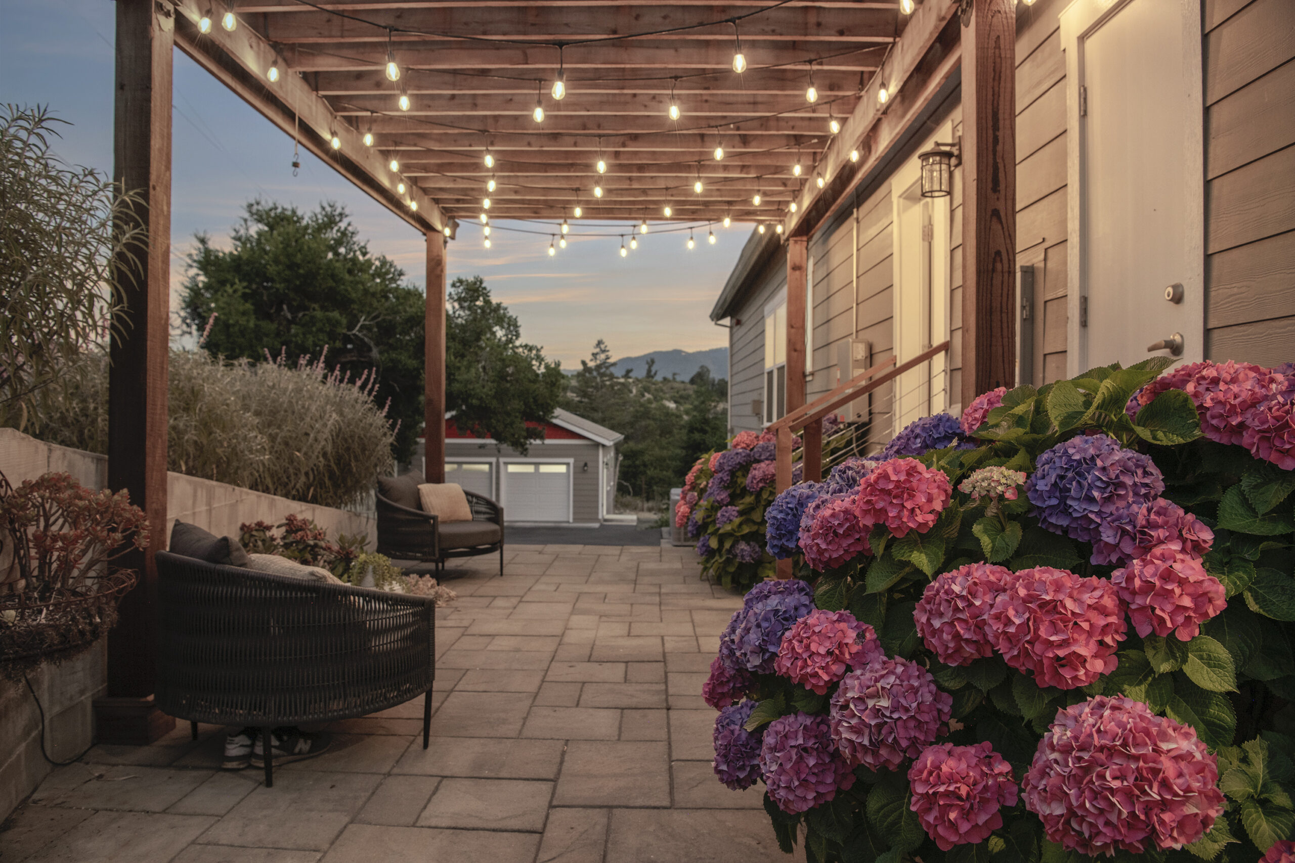 Covered patio at Kenwood home