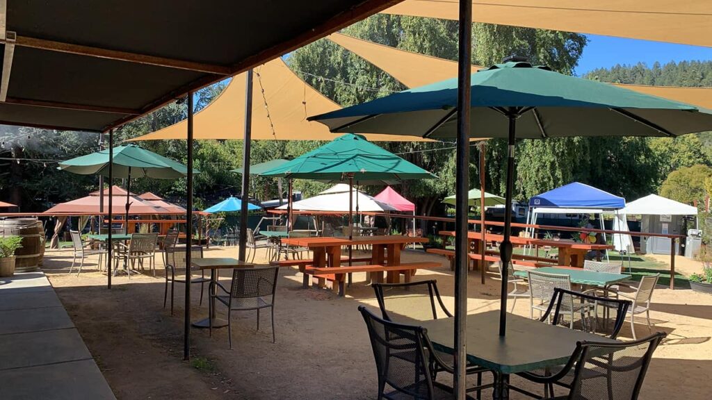 The outdoor seating area at Russian River Pub in Forestville. (Russian River Pub)