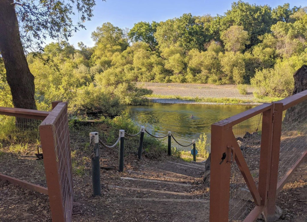 Stairs lead down to the Russian River at Wildhaven Sonoma in Healdsburg. (Wildhaven Sonoma)
