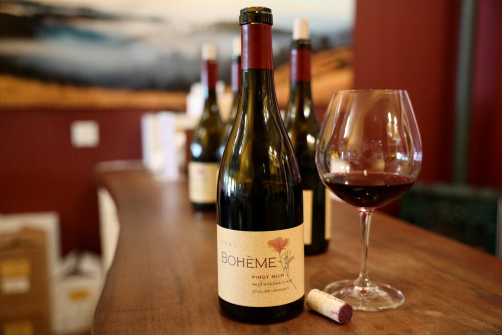 A bottle of 2021 Bohème Wines Stuller Vineyard Pinot Noir. (Bohème Wines)