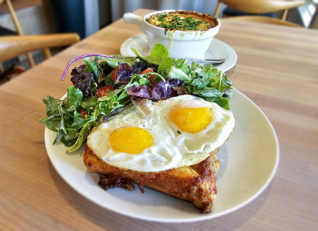 Croque-madame at Pascaline Bakery and Cafe in Santa Rosa. (Heather Irwin/Sonoma Magazine)