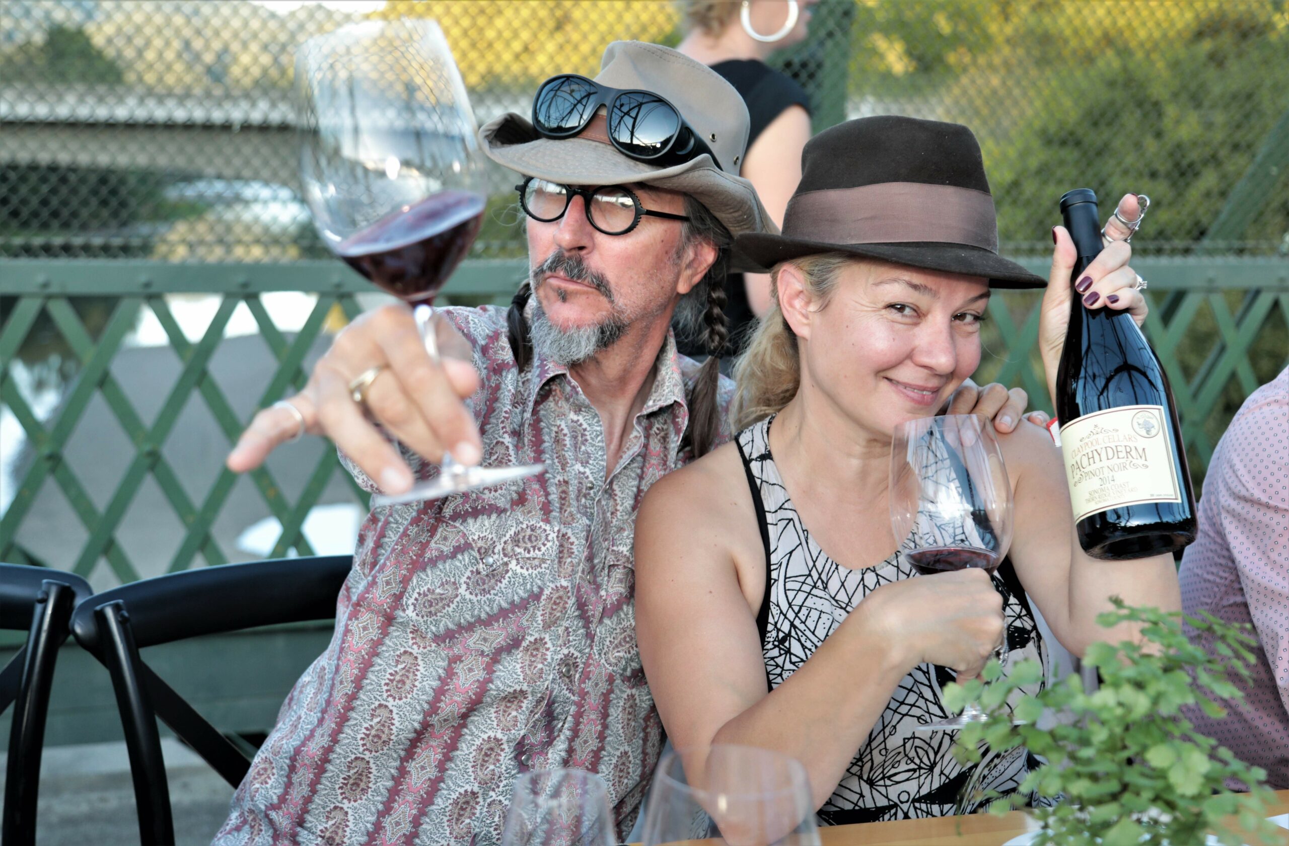 Les and Chaney Claypool ham it up for the camera at the Feast Above the River, sponsored by the Russian River Chamber of Commerce, on Sunday, Oct. 6, 2019 in Guerneville. (WILL BUCQUOY/For The Press Democrat)